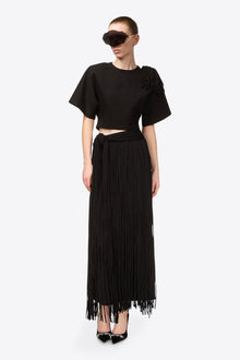 Fringe Midi Skirt | Black