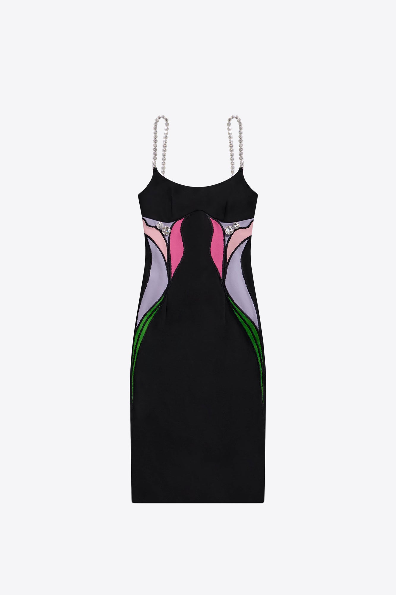 Colorblock Lily Flower Midi Dress | Black