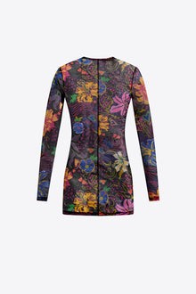 Hotfix Printed Tulle Long Sleeve Mini Dress | Multi