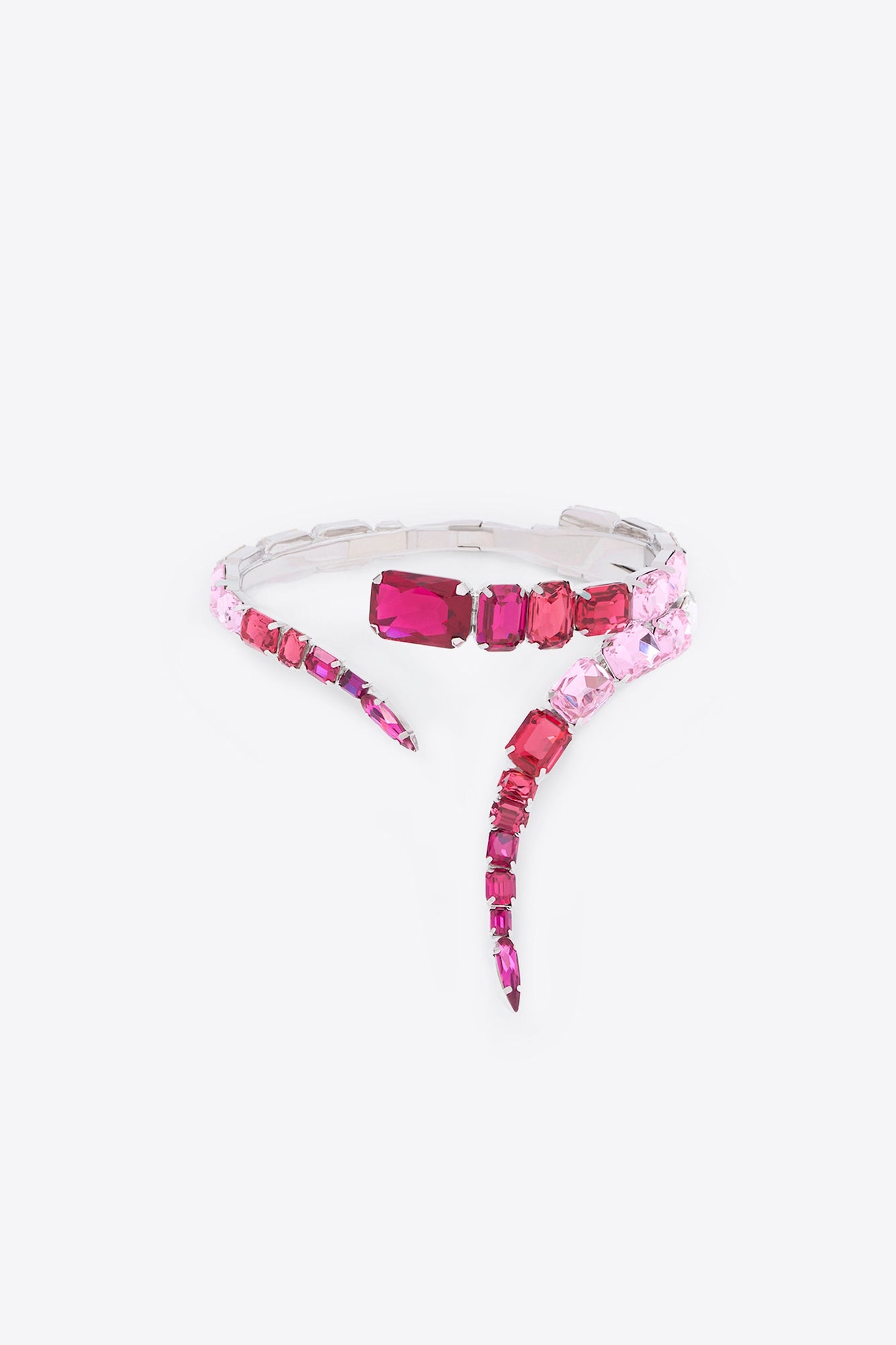Ombre Pink Crystal Glass | Wrap Choker Necklace | Silver