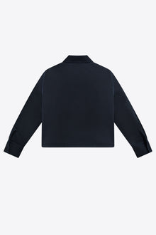 Embroidered Flower Cargo Jacket | Midnight Blue