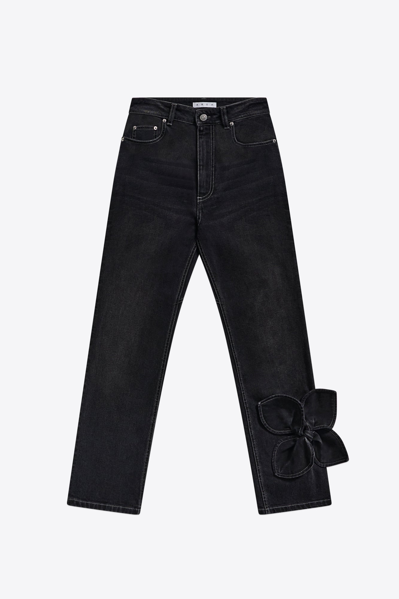 Denim Bow Straight Leg Jean | Washed Black