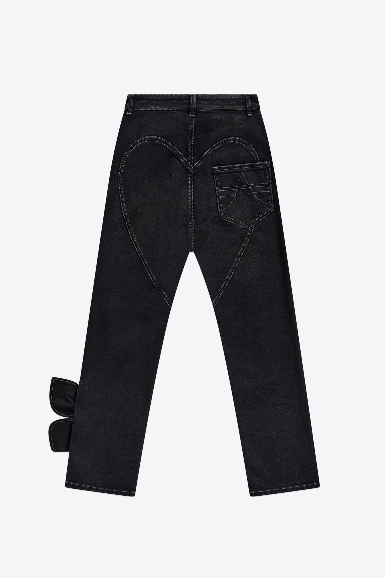 Denim Bow Straight Leg Jean | Washed Black