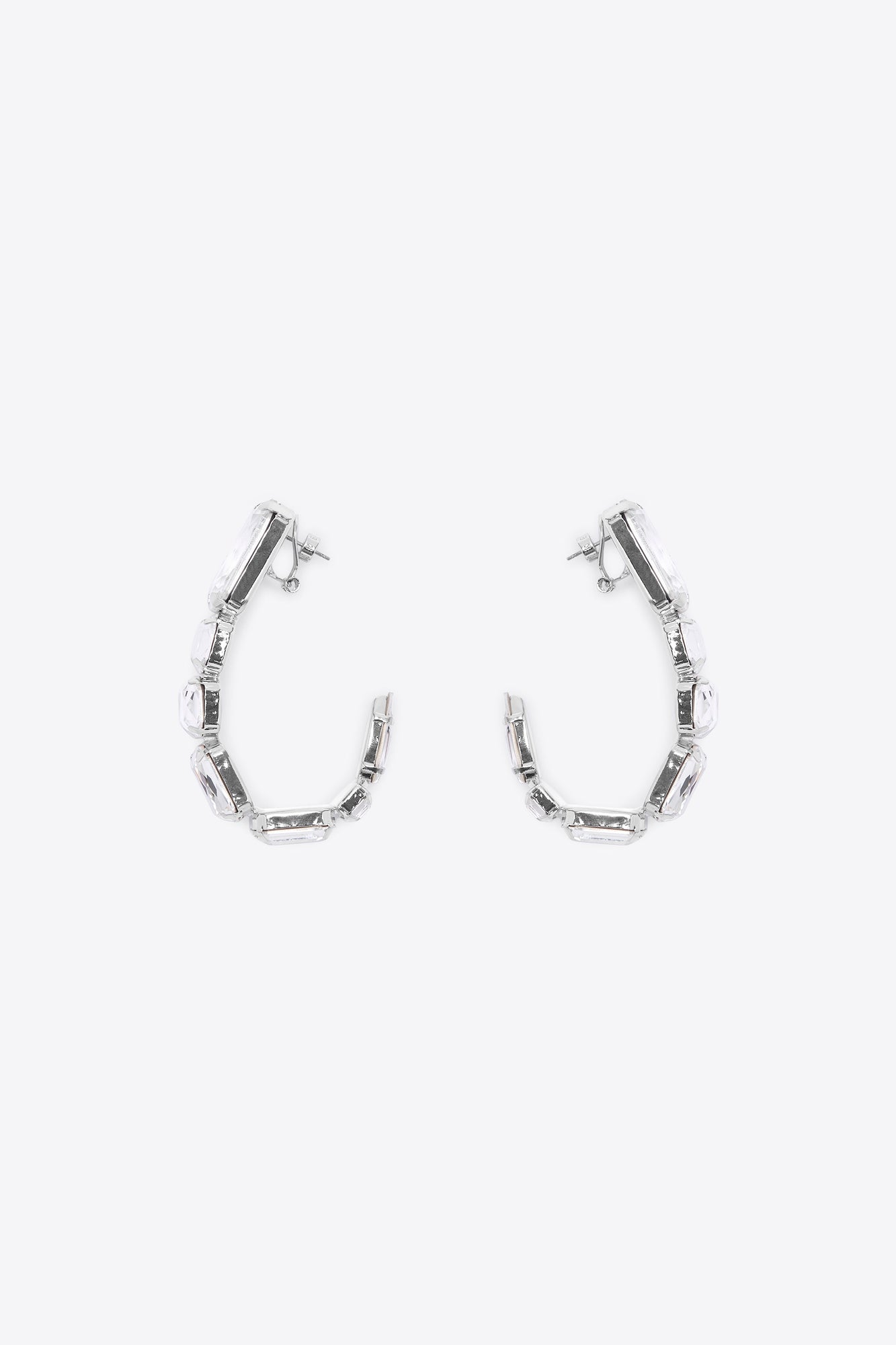 Clear Crystal Glass | Wrap Earrings | Silver