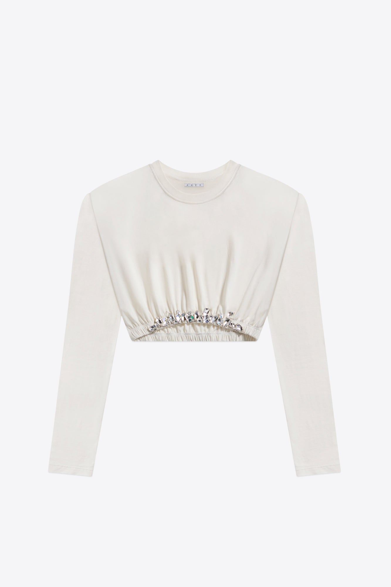 Crystal Cluster Long Sleeve Cropped T-Shirt | White