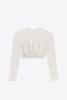 Crystal Cluster Long Sleeve Cropped T-Shirt | White