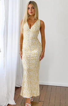 Farida Lace Maxi Dress | Yellow