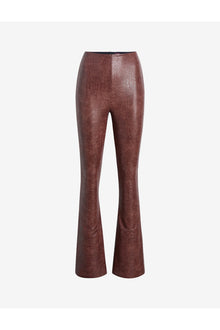 Faux Leather Animal Flared Legging | Brown Croc