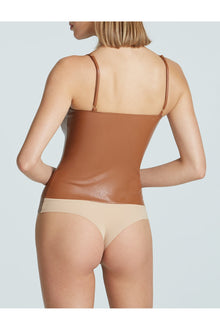 Faux Leather Cami Bodysuit | Cocoa