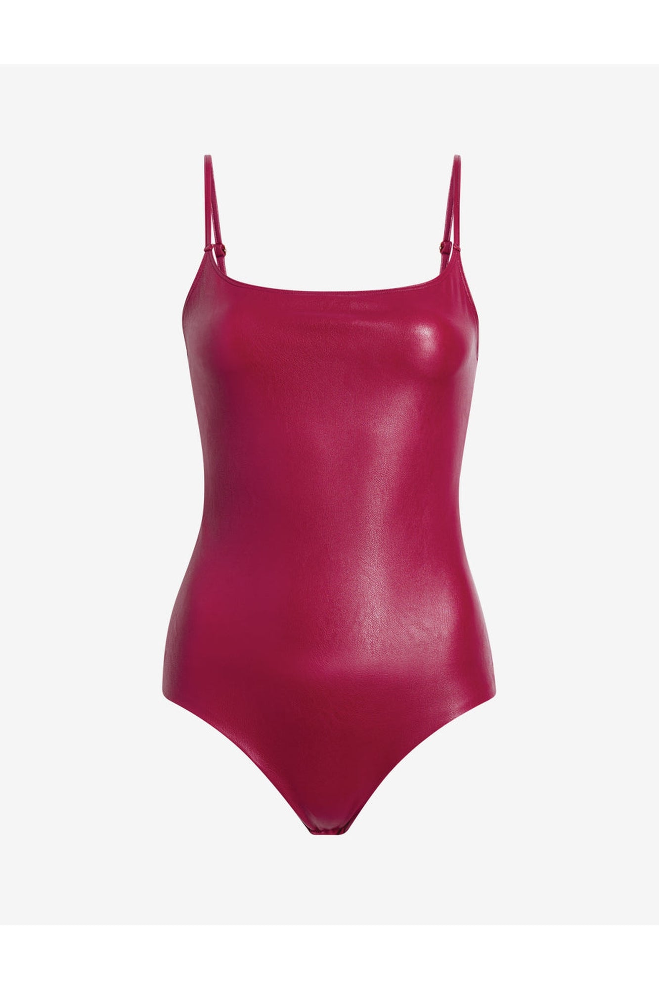 Faux Leather Cami Bodysuit | Raspberry