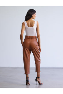 Faux Leather Paperbag Pants | Cocoa