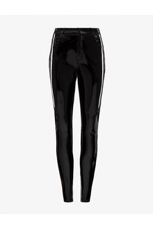 Faux Patent Leather Five Pocket Pant | Black