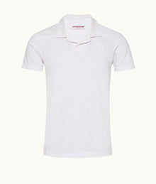 Felix Cotton Resort Collar Textured Cotton Polo Shirt | White