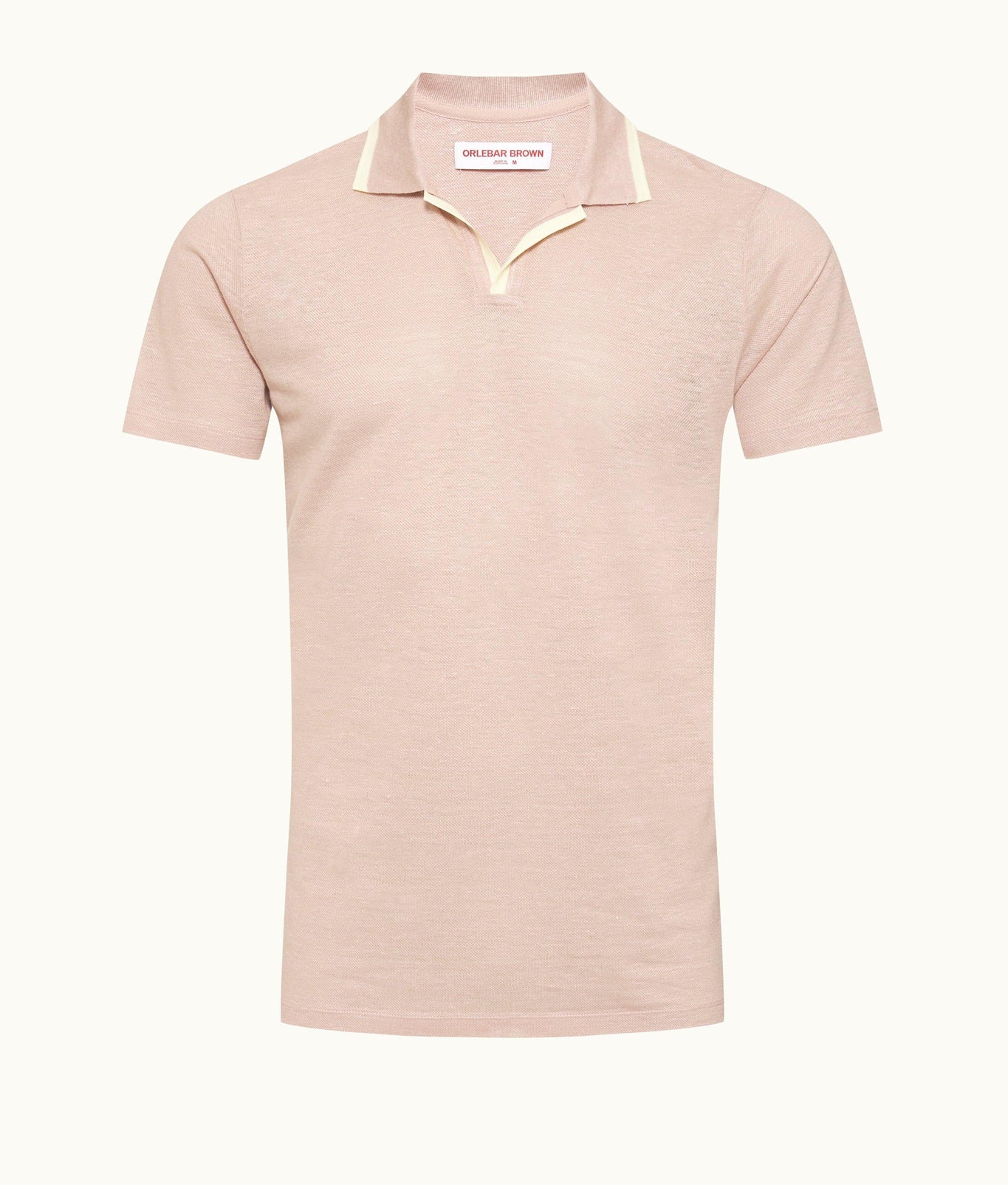 Felix Linen Resort Collar Linen Pique Polo Shirt | Seashell Pink
