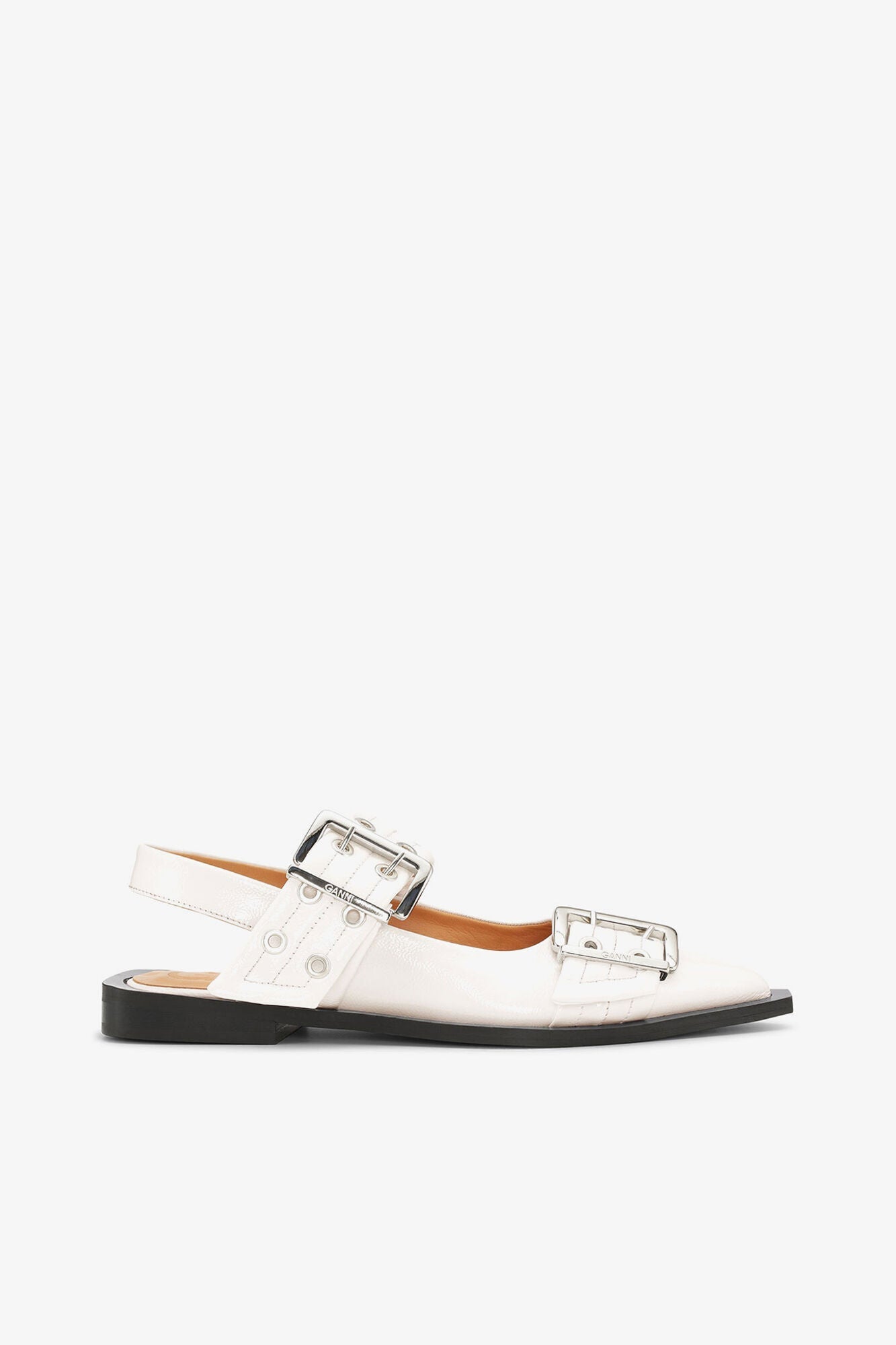 Feminine Buckle Ballerinas in Ivory | Egret