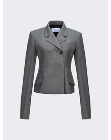 Ferragamo | Women | Wool Double Natte One-button Blazer Jacket | Grey
