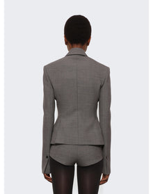 Ferragamo | Women | Wool Double Natte One-button Blazer Jacket | Grey