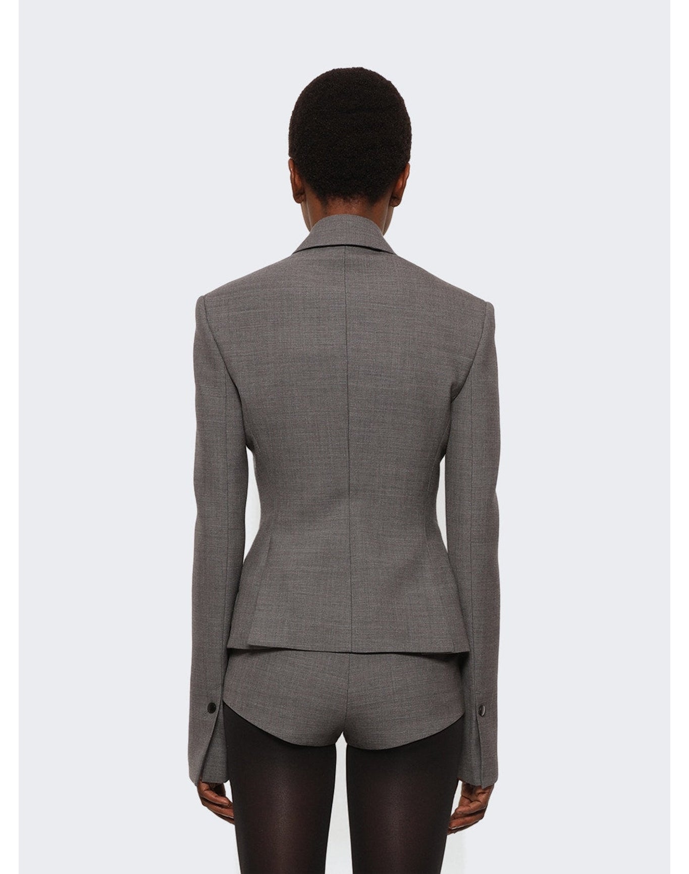 Ferragamo | Women | Wool Double Natte One-button Blazer Jacket | Grey