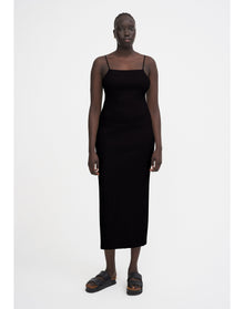 Fleur Eco Stretch | Ribbed-Knit Cami Dress | Black