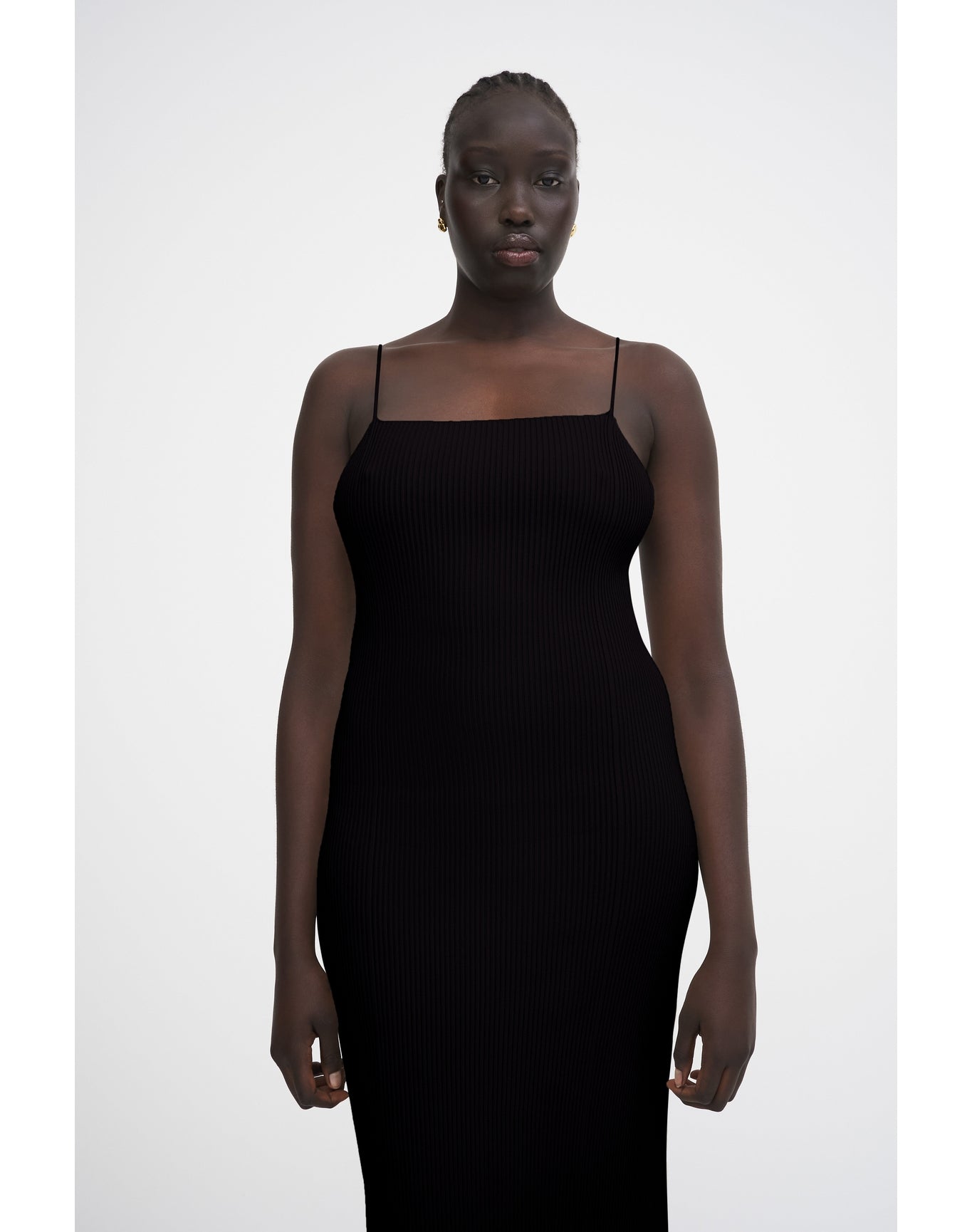 Fleur Eco Stretch | Ribbed-Knit Cami Dress | Black