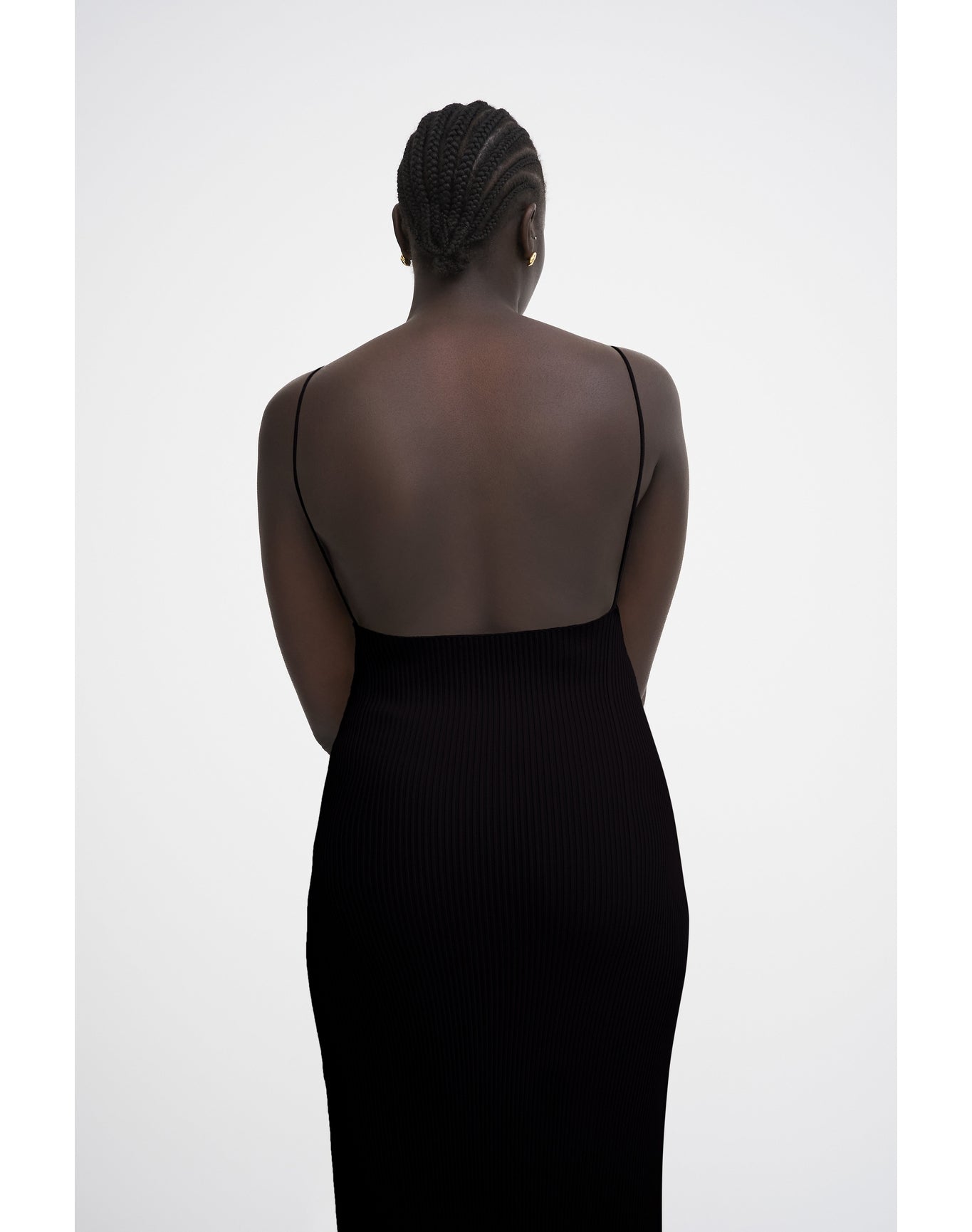 Fleur Eco Stretch | Ribbed-Knit Cami Dress | Black