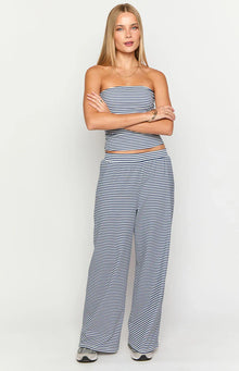 Flo Wide Leg Pants | Navy Stripe