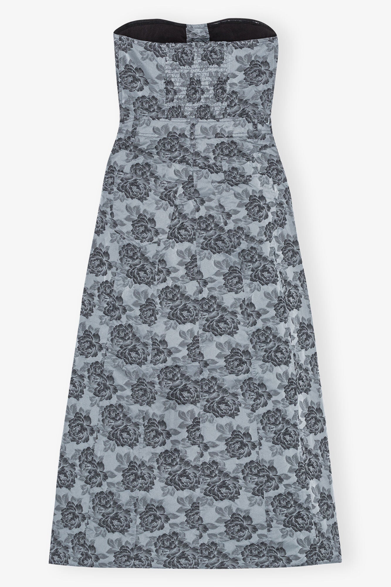 Floral Jacquard Long Corsage Dress | Illusion Blue