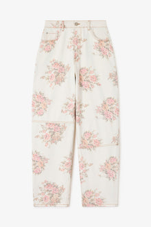 Floral Printed Stary Jeans | Egret