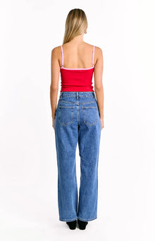 Florrie Contrast Knit Top | Red Pink