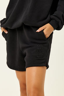 Burl Black High Waist Elastic Band Sweatshort