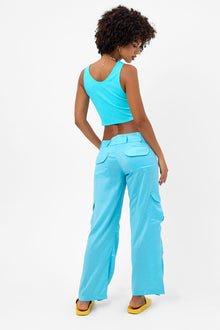 Chilli Satin Cargo Pant Aquamarine