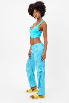 Chilli Satin Cargo Pant Aquamarine
