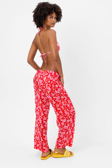 Chilli Satin Floral Cargo Pant Coconut Girl