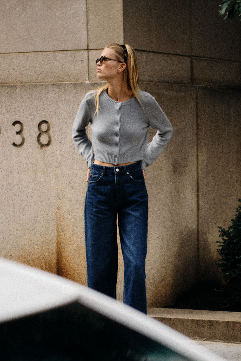 Dudley knit cardigan rain cloud