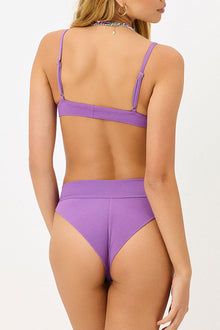 Gavin Ribbed Scoop Bikini Top Violet