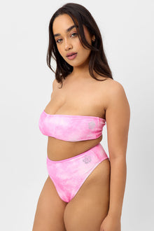 Jean Terry Bandeau Bikini Top Distorted Pink Dye Extended