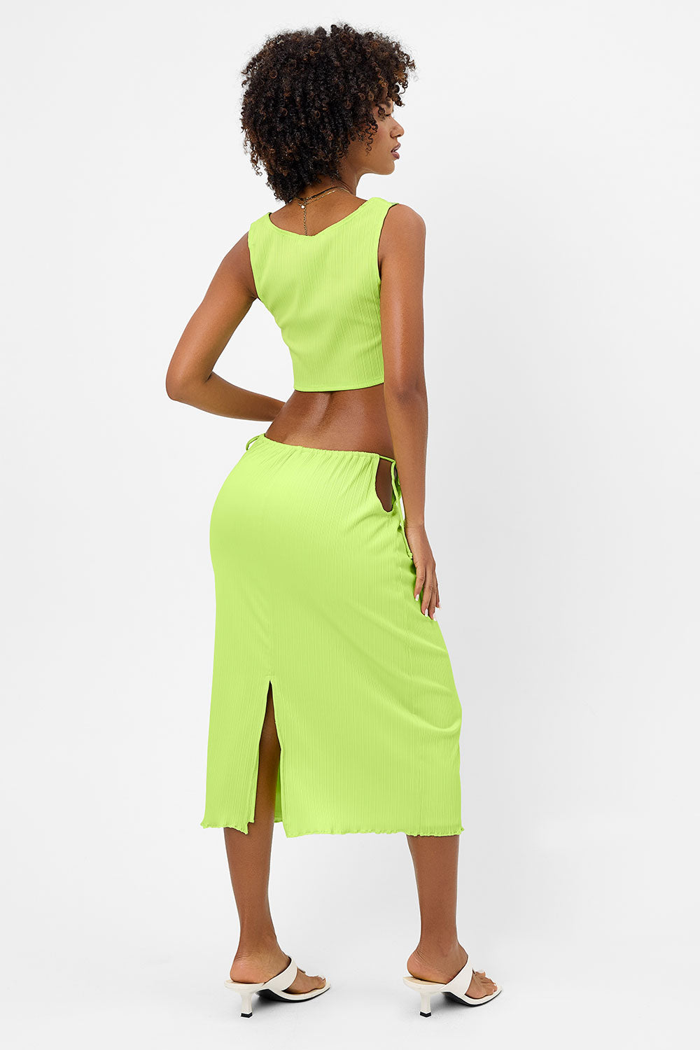 Jenny Plisse Midi Skirt Kiwi
