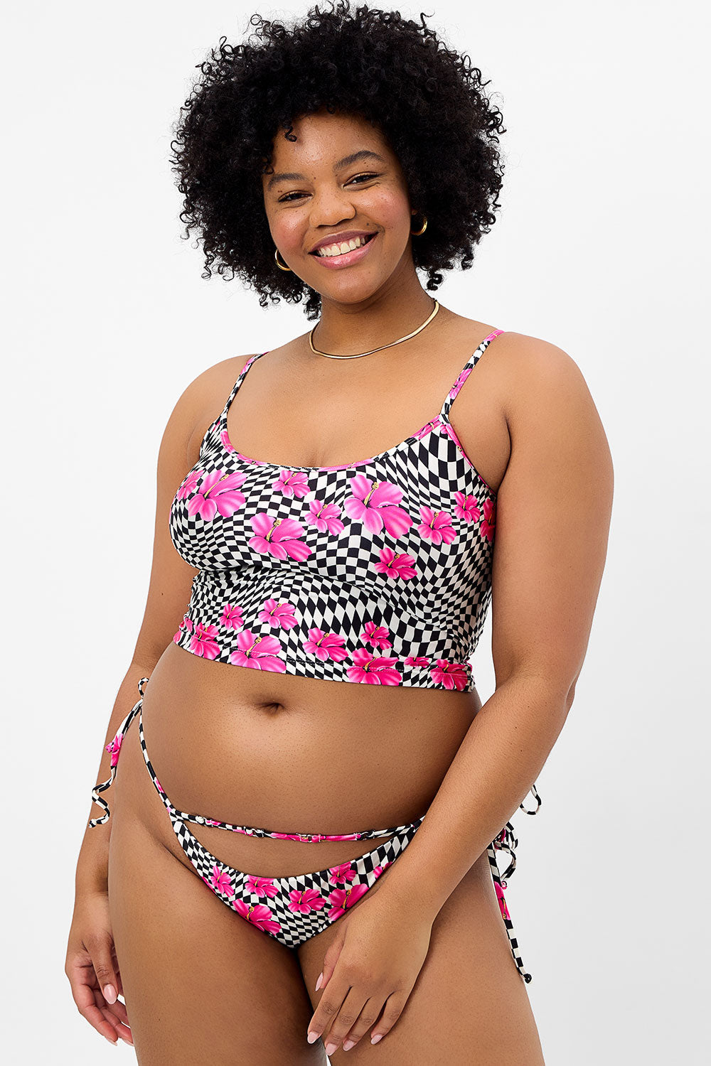 Keira Shine Cheeky Bikini Bottom Black Morrison Hibiscus