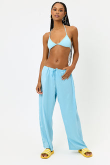 Michelle Baby Blue Satin Wide Leg Pants