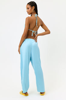 Michelle Baby Blue Satin Wide Leg Pants