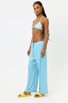 Michelle Baby Blue Satin Wide Leg Pants