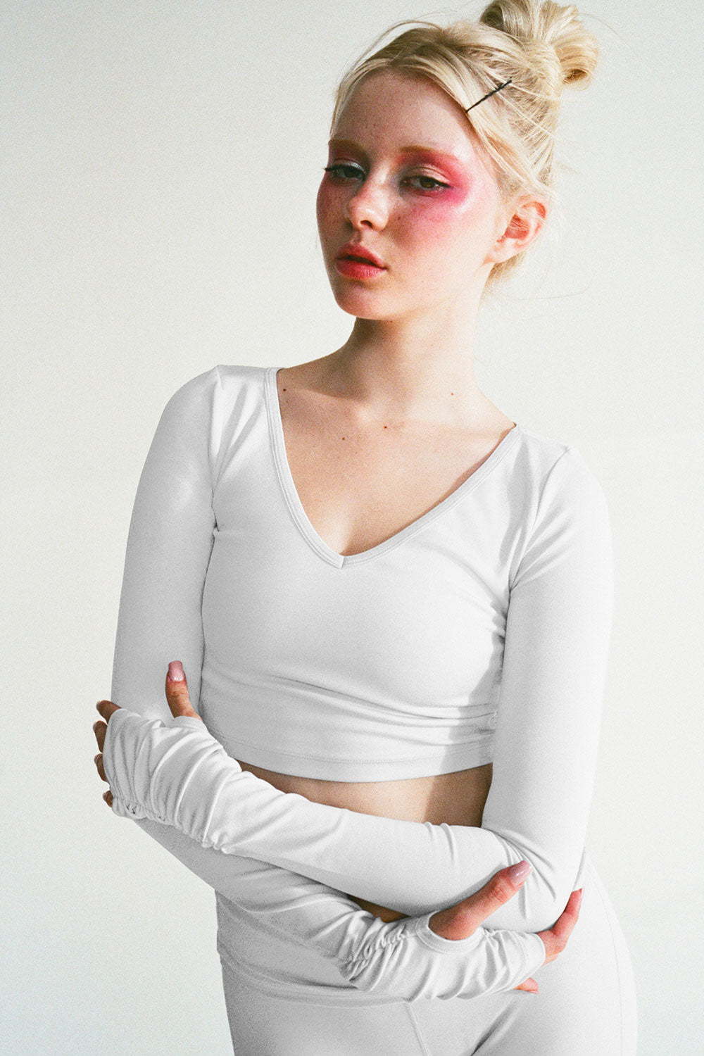 Plie V-Neck Long Sleeve Top Icy Gray