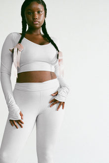 Plie V-Neck Long Sleeve Top Icy Gray