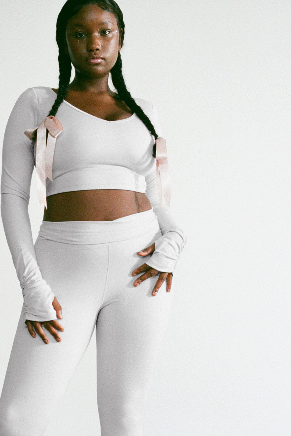 Plie V-Neck Long Sleeve Top Icy Gray