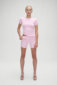 Ariel cable knit shorts cozy pink