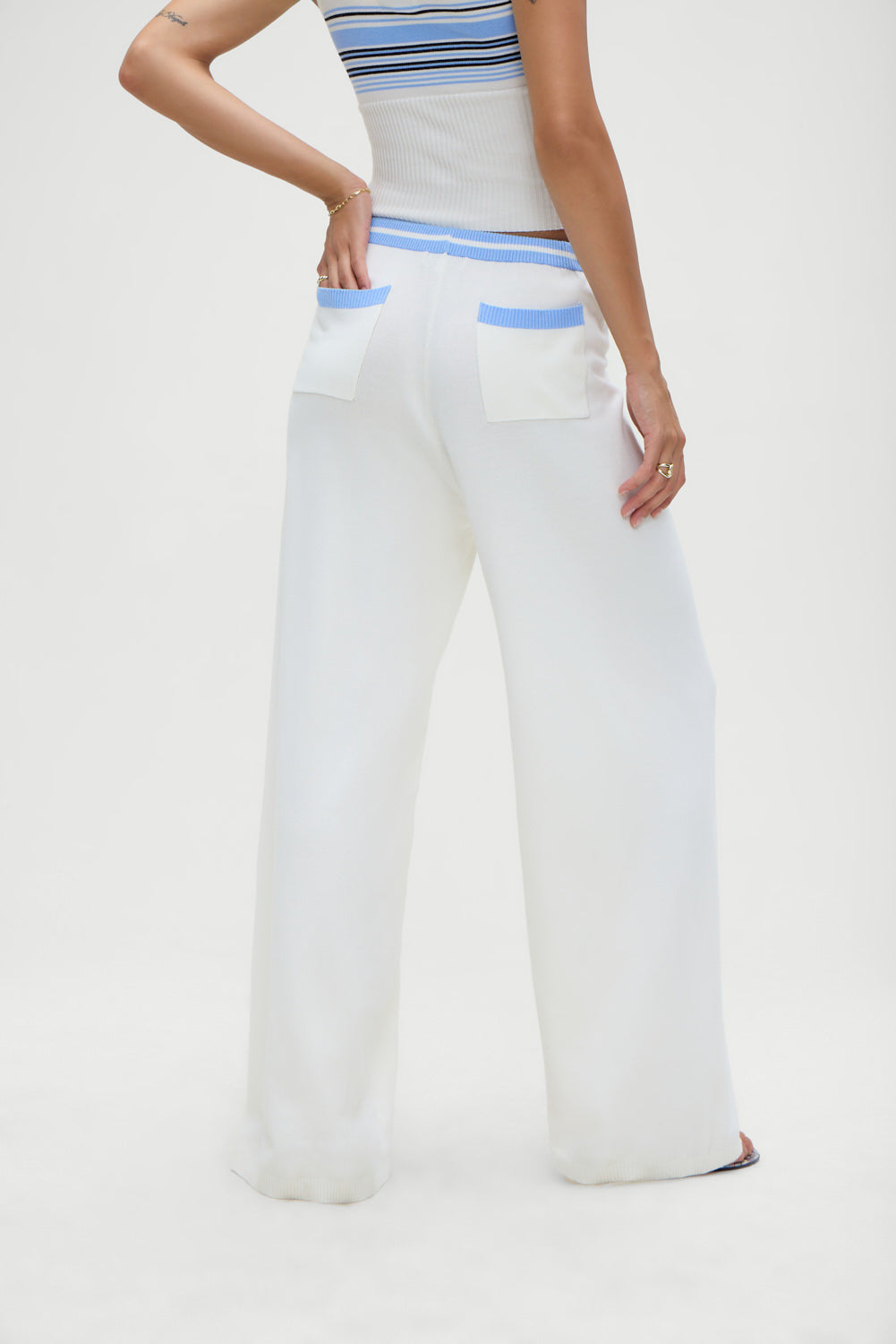 Barrymore Knit Pants in Hampton Stripe with Blue Trim