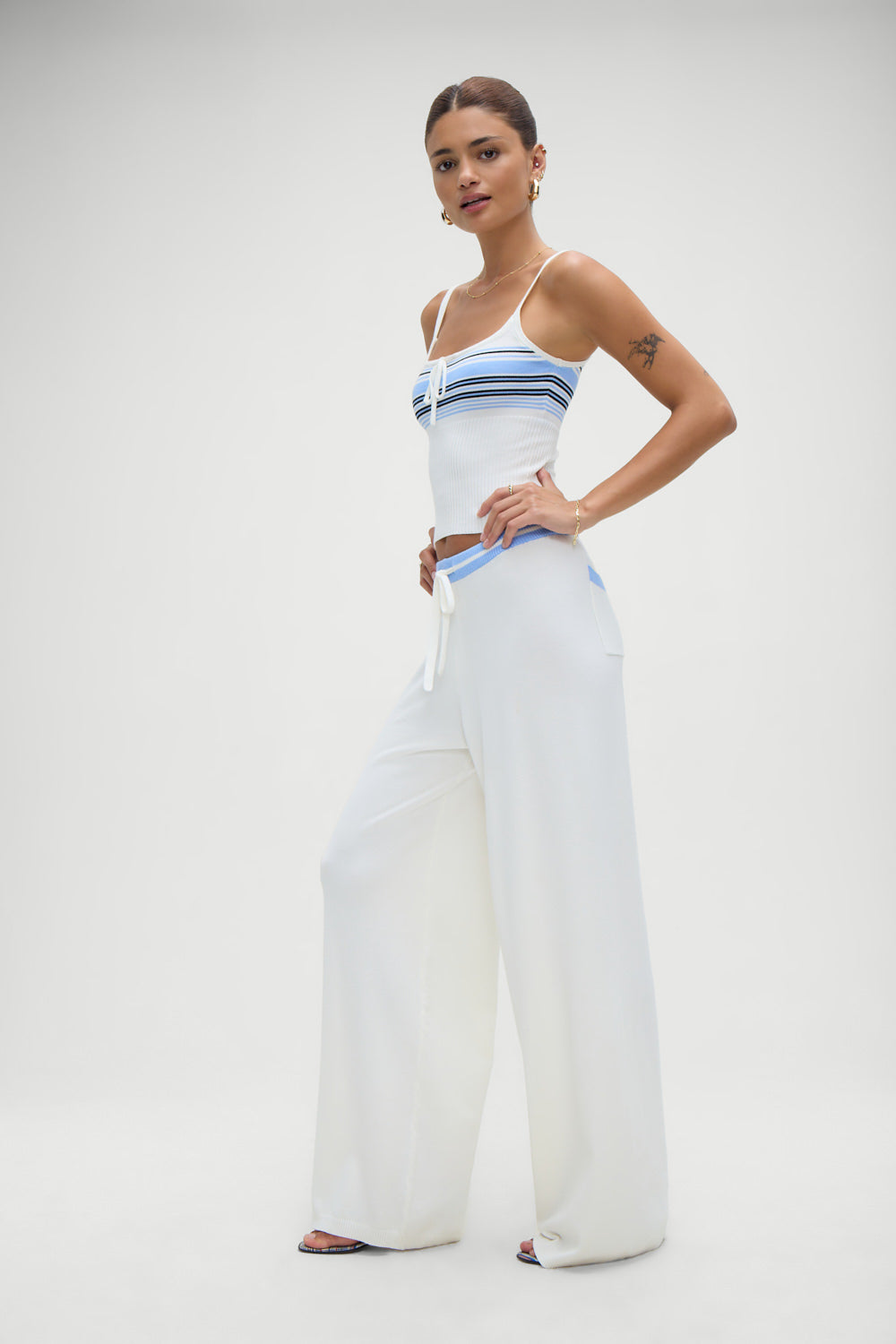 Barrymore Knit Pants in Hampton Stripe with Blue Trim
