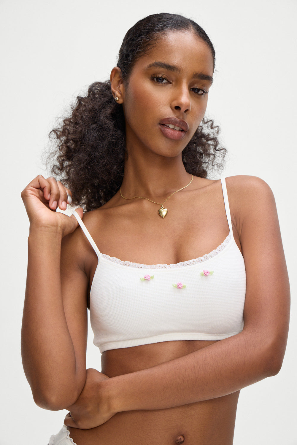 Bay View Waffle Top Bralette White