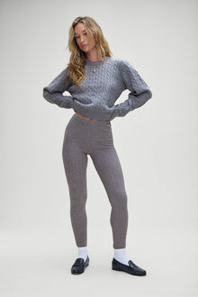 Bodin cable knit high waisted leggings rain cloud grey