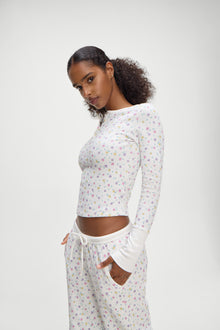 Cabin Thermal Pajama Pants in White Floral Picnic Blanket